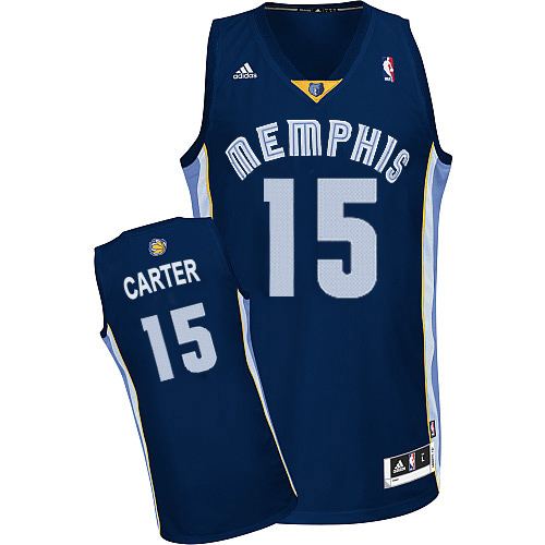 Men's  Memphis Grizzlies #15 Vince Carter Road Navy Blue Jersey